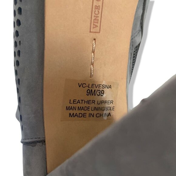 VINCE CAMUTO Levesna Ankle Bootie In Perforated Grey Gravel Nubuck Leather Sz 9 - Picture 5 of 13